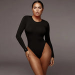 Load image into Gallery viewer, O Neck Long Sleeve Solid White Sexy Bodysuit Women Black Autumn Winter Body Top Gray Casual Lady Streetwear Bodysuits  Amaijoin
