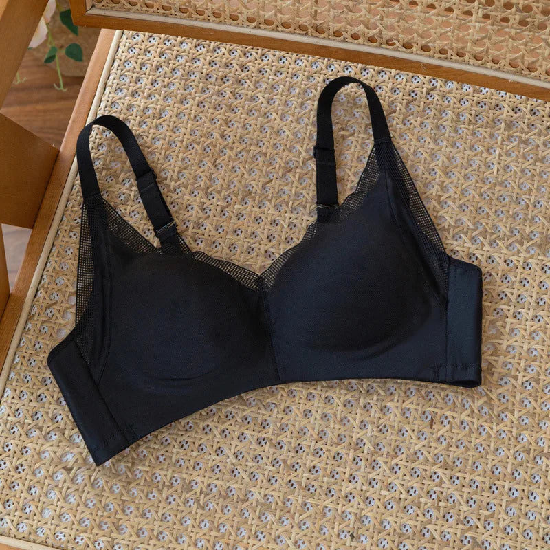 BirdTree Lining 100%Real Silk Solid Bra, Women Traceless Mesh,  Wire Free Soft Comfort Underwear, 2024 Spring Summer P41954QC  Amaijoin