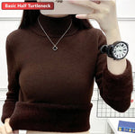 Load image into Gallery viewer, Turtleneck Winter Sweater Women Elegant Thicken Velvet Lined Warm Sueter Knitted Pullover Slim Tops Jersey Knitwear Jumper New  Amaijoin
