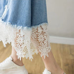 Load image into Gallery viewer, Harajuku Lace Patchwork Denim Skirt Woman Korean High Waist Blue Midi Skirts Women Summer Fashion Plus Sized 3Xl A-Line Skirt  Amaijoin
