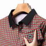 Carregue a imagem no visualizador da Galeria, New Men&#39;s Plaid Badge Short Sleeved POLO Shirt Summer Casual Top  Amaijoin
