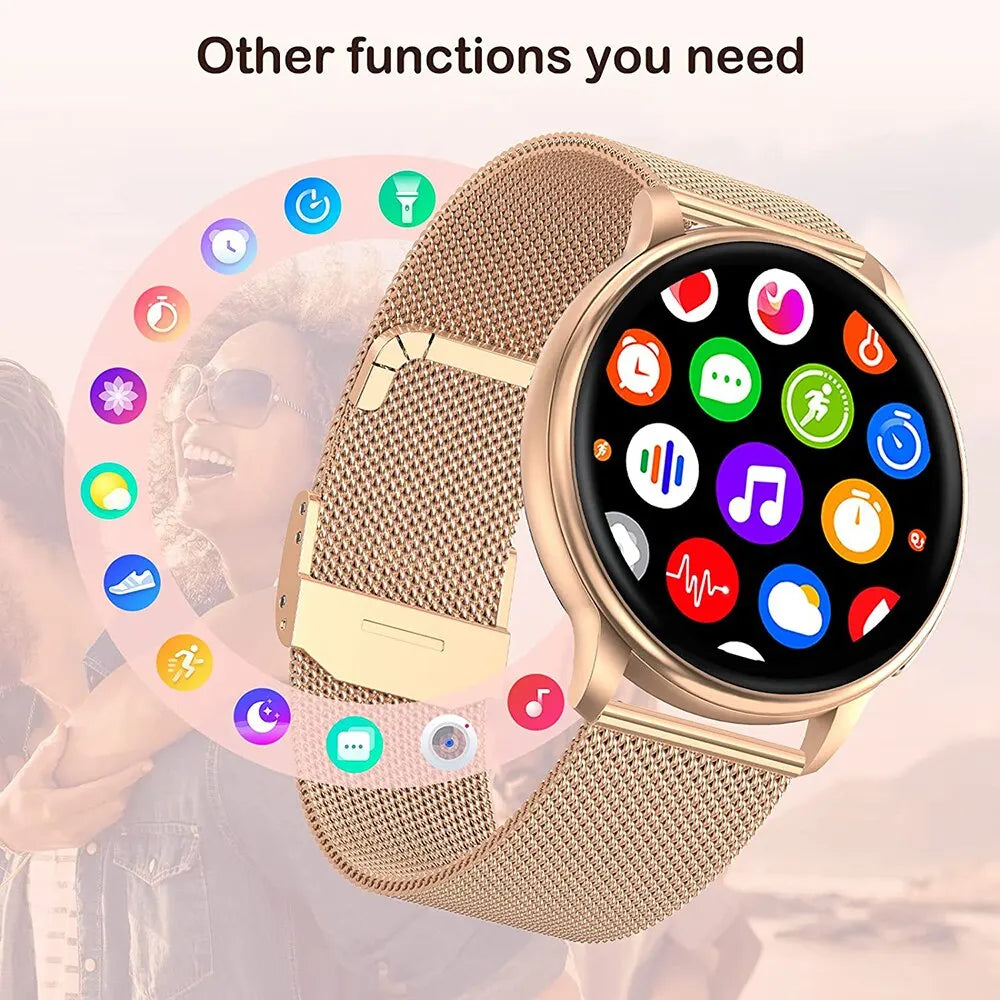 Bluetooth Call Smart Watch Women Custom Dial Steel Watches Men Sports Fitness Tracker Heart Rate Smartwatch For Android IOS G35  Amaijoin