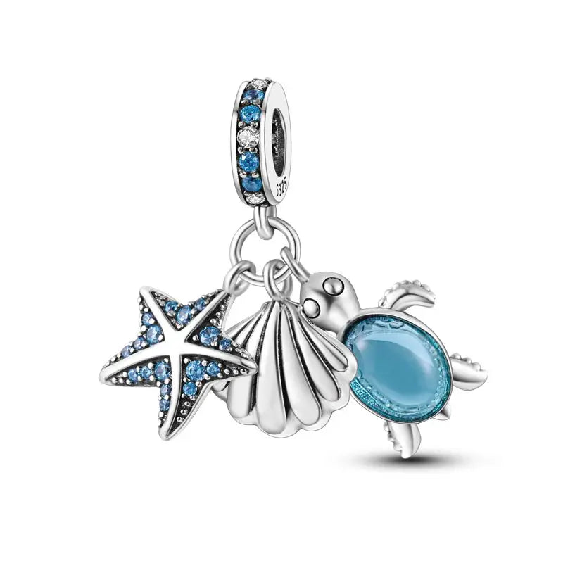 Charms Plata De Ley 925 Evil Blue Eyes Silver Sun Star Elk Dinosaur Flower Charm of Original Fits Women Anniversary DIY Jewelry  Amaijoin