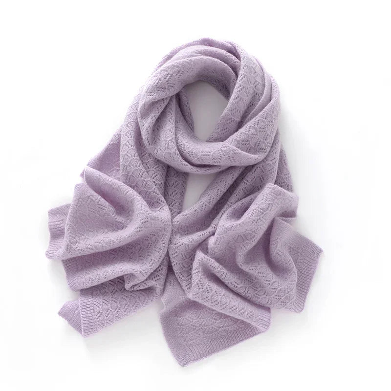 Autumn Winter New Women 100% Pure Cashmere Knitted Scarf Solid Color Poncho Warm Fashion Capes Ladies High Quality Scarves  Amaijoin