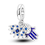 Carregue a imagem no visualizador da Galeria, Charms Plata De Ley 925 Evil Blue Eyes Silver Sun Star Elk Dinosaur Flower Charm of Original Fits Women Anniversary DIY Jewelry  Amaijoin
