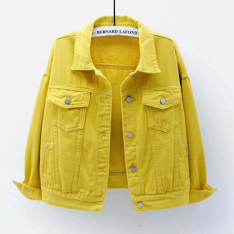 2024 Spring New Denim Jacket For Women Casual Tops Short Coat Female Solid Jean Jackets Fashion Cotton Loose Outerwear  Amaijoin