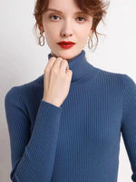 Load image into Gallery viewer, New Turtleneck Jumper Woman Knitted Blouses Fashion Ladies Sweaters Winter Thermal Striped Long Sleeve Autumn Warm Tops Bacis  Amaijoin
