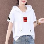 Load image into Gallery viewer, Short Sleeve Summer Thin White T-shirt Women Casual Fashion Top Loose Style Polyester Fabric Cartoon Design  Amaijoin
