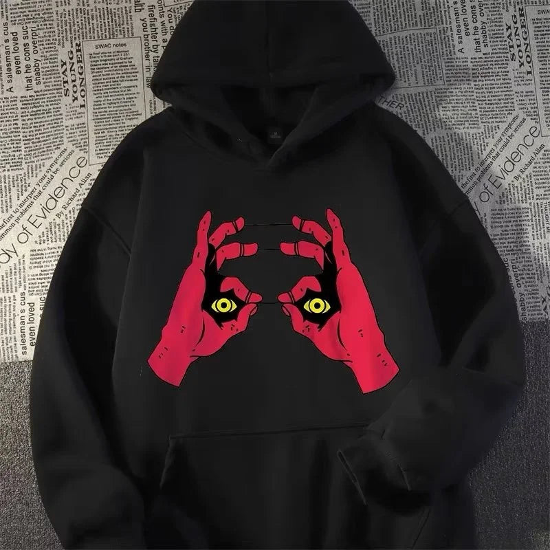 Funny Anime Graphic Printed Hoodies For Men Hip Hop Fashion Hoody Sweatshirts Loose Fleece Y2K Streetwear Hoodie Tracksuit  Amaijoin