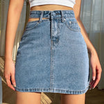 Load image into Gallery viewer, Women Fashion New Split High Waist Denim Skirt Summer Comfortable Daily Wrap Hip Half-body Dress Female Casual Trend Streetwear  Amaijoin
