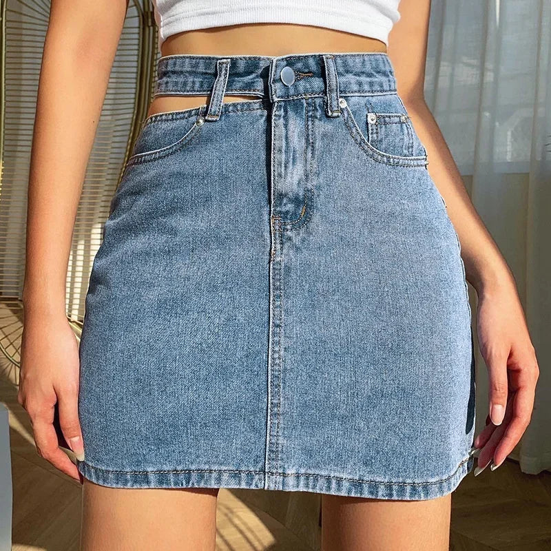 Women Fashion New Split High Waist Denim Skirt Summer Comfortable Daily Wrap Hip Half-body Dress Female Casual Trend Streetwear  Amaijoin