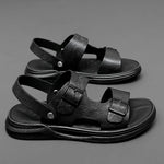 Load image into Gallery viewer, Hot Sale Men Summer Shoes New Fashion Men Sandals Non-slip  Leather Slippers Adult Thick-soled Beach Shoes Open-toe Leather Flat  Amaijoin
