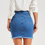 Load image into Gallery viewer, 2023 Summer New Women&#39;s Denim Short Skirt Fashion Sexy Ripped Raw Edge Jeans Mini Slim Fit Skirt S-2xl Drop Shipping  Amaijoin
