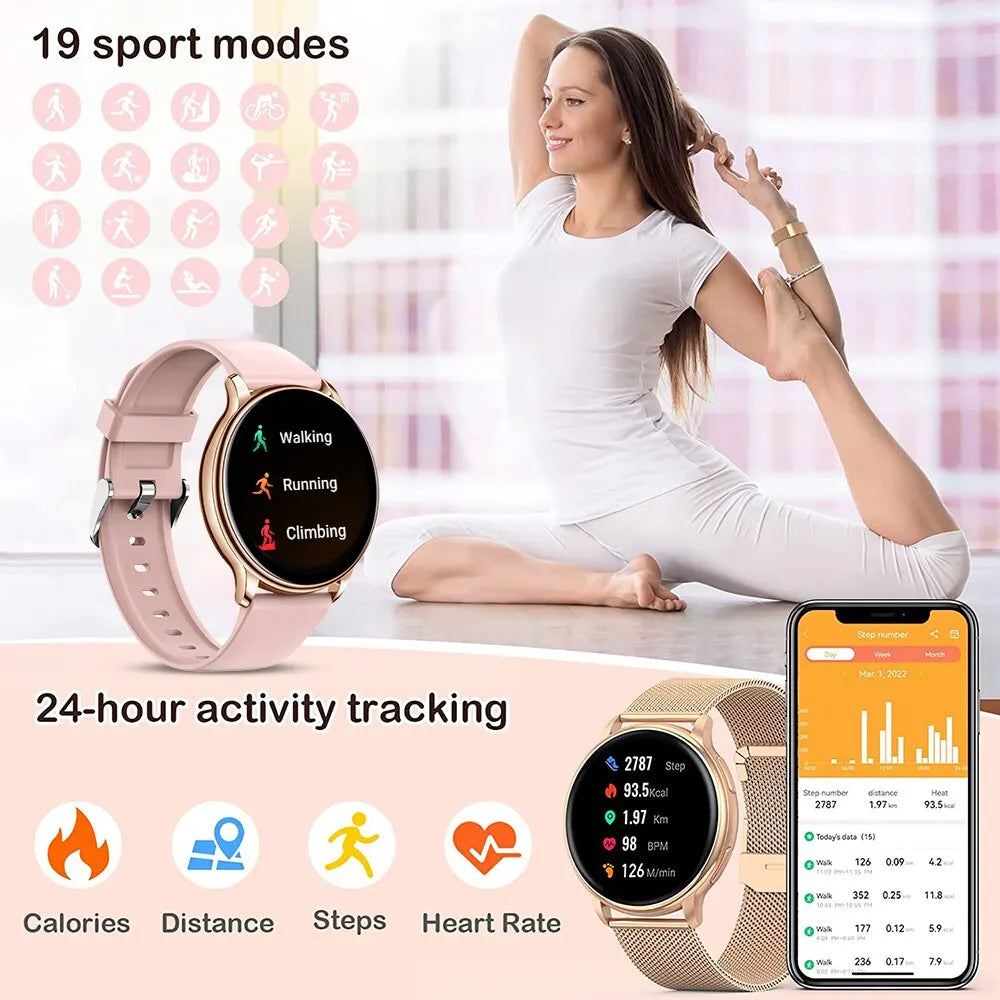 Bluetooth Call Smart Watch Women Custom Dial Steel Watches Men Sports Fitness Tracker Heart Rate Smartwatch For Android IOS G35  Amaijoin