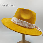 Load image into Gallery viewer, Hand-painted Fedora Hat Men&#39;s and Women&#39;s Hat Panama Spring Autumn Fashion with Wrapped Feather Wool Fedora Hat Big Brim  Amaijoin
