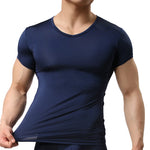 Load image into Gallery viewer, Men&#39;s Sheer Undershirts Man Ice Silk Mesh See through Basics Shirts Sexy Fitness Bodybuilding Underwear  Amaijoin
