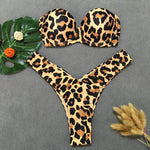 Load image into Gallery viewer, Sexy Leopard Bikini 2023 Push Up Bandeau Swimsuit Female Swimwear Women Thong Bikinis Set Bather Beachwear Bathing Suit Pool  Amaijoin
