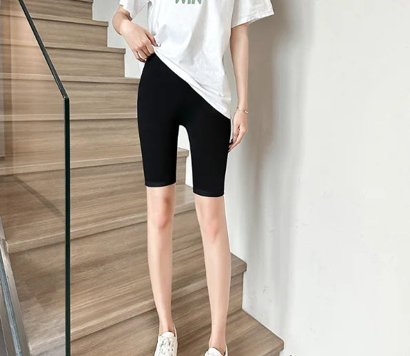 Women Thin Fitness Short Pants Ladies High-Waist Summer Shorts Bottom Biker Cycling Shorts Bodycon Streetwear female Clothing  Amaijoin