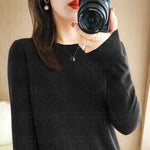 Load image into Gallery viewer, Warm Sweater for Women Wool Soft O-neck Pullover Autumn Winter Casual Knit Top Solid Color Regular Female Knitwear Woolen Woman  Amaijoin
