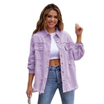 Load image into Gallery viewer, Ragged Torn Denim Lapel Jacket Women Autumn Winter Short Fashion Jacket  Pockets Blazer Solid Standard Overcoat Loose Streetwear  Amaijoin
