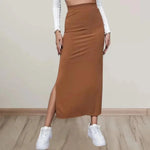 Load image into Gallery viewer, Women Long Skirts High Waist Bodycon Skirt Women Solid Split Pink Skirt Autumn Winter Streetwear Straight Black Midi Skirt  Amaijoin
