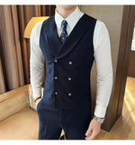 Load image into Gallery viewer, High Quality Double-Breasted Solid Mens Vest Coat Korean Style Business Slim Fit Male Waistcoat Groom Wedding Dress Suit Vests  Amaijoin
