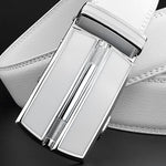 Load image into Gallery viewer, Elegant White Color Men Women Unisex Leather Belt Genuine Leather Automatic Buckle 3.5cm Width Men Waist Straps for Jeans  Amaijoin
