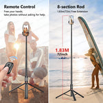 Load image into Gallery viewer, Selfie Stick with Wireless Bluetooth Remote, Portable 72 Inch Aluminum Alloy Selfie Stick Phone Tripod for iOS Android Cellphone  Amaijoin
