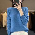 Load image into Gallery viewer, Warm Sweater for Women Wool Soft O-neck Pullover Autumn Winter Casual Knit Top Solid Color Regular Female Knitwear Woolen Woman  Amaijoin
