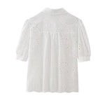 Load image into Gallery viewer, Zevity New Women Fashion Puff Sleeve Hollow Out Embroidery White Smock Blouse Female Chic Business Shirt Blusas Tops LS20249  Amaijoin
