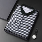 Carregue a imagem no visualizador da Galeria, New Men&#39;s Plaid Badge Short Sleeved POLO Shirt Summer Casual Top  Amaijoin
