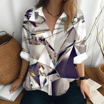 Load image into Gallery viewer, Autumn Women&#39;s Shirt Polo Collar Long Sleeve T-shirt Fashion Print Top Fashion Party Trend Women&#39;s Shirt Button Casual T-shirt  Amaijoin
