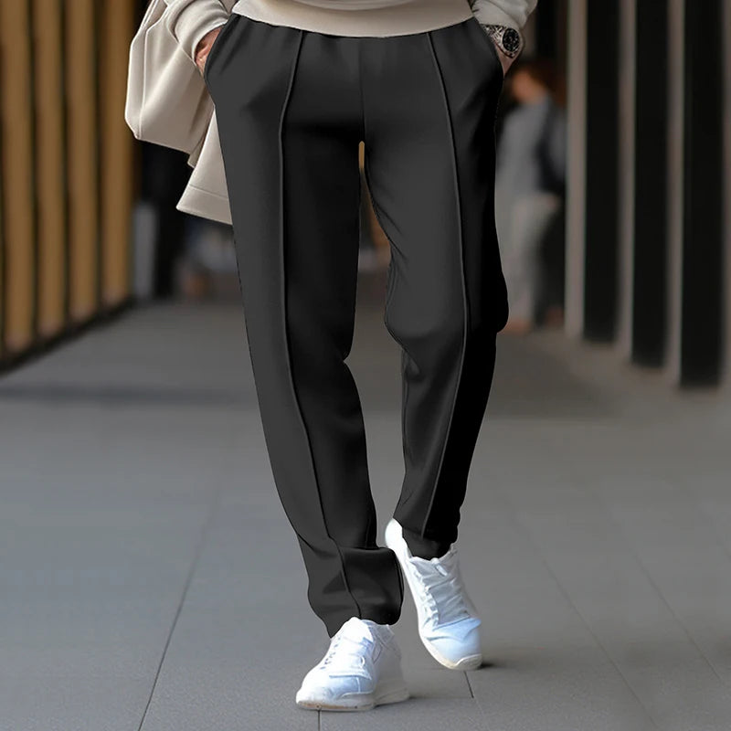 Spring and Autumn Men's Fashion Casual Solid Color Pants Loose Tight Rope Straight Leg Pants  Amaijoin