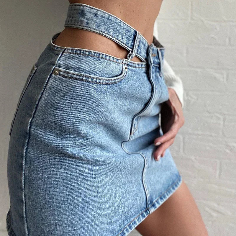 Women Fashion New Split High Waist Denim Skirt Summer Comfortable Daily Wrap Hip Half-body Dress Female Casual Trend Streetwear  Amaijoin