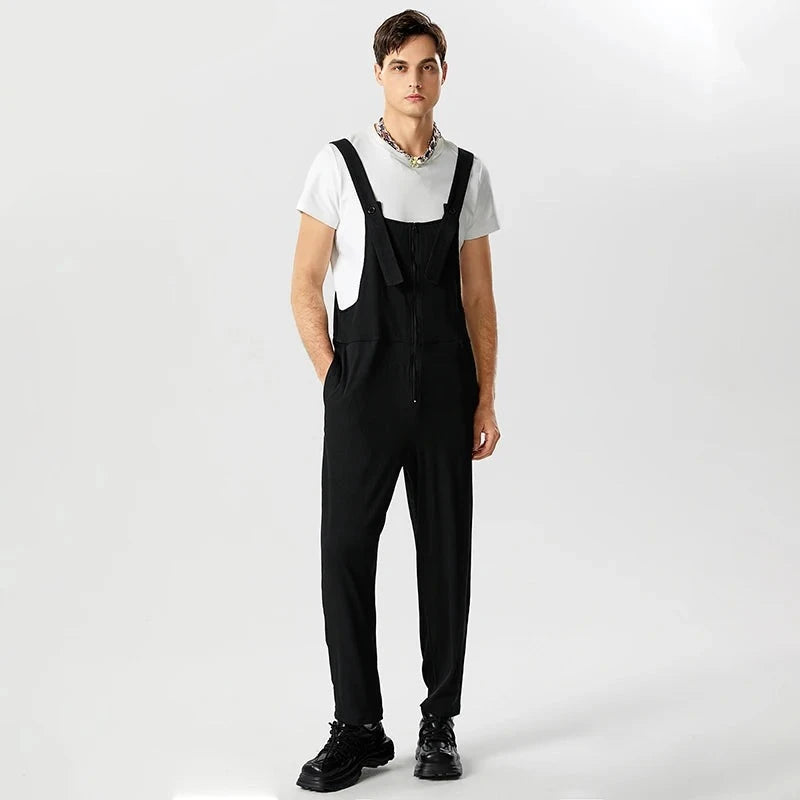 INCERUN 2023 American Style Handsome Men Fashion Pleated Striped Jumpsuits Casual Streetwear Male Solid Sleeveless Rompers S-5XL  Amaijoin