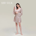 Load image into Gallery viewer, Birdtree 19Momme 100%Pure Mulberry Silk Mini Robe for Women Silky Sleepwear Ladies Elegant Nightgown Natural Pajamas P3D037QM  Amaijoin
