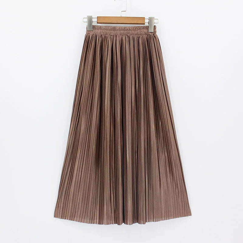 Seoulish 2024 New Stain Pleated Women's Long Skirts Spring Summer Multi Colors High Waist Harajuku Umbrella Maxi Skirts Female  Amaijoin