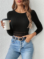 Load image into Gallery viewer, Women&#39;s solid color basic crewneck top, long sleeve women&#39;s t-shirt, ribbed crop top, fashionable slim fit out streetwear  Amaijoin
