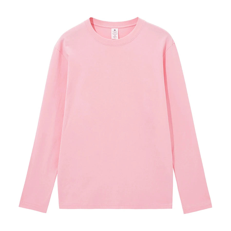 WAVLATII New Women Cotton Long Sleeve T shirts Female Pink White 230 GSM Soft Casual Base Tees Tops for Spring Autumn WLT2301  Amaijoin