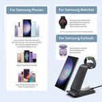 Load image into Gallery viewer, Wireless Charging Station for Samsung Charger 3 in 1 for Galaxy S23 Ultra/S22/S21/Note 20/10, Galaxy Watch 6/5/Pro/4, Buds 2 Pro  Amaijoin
