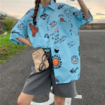 Load image into Gallery viewer, Cute Print Loose Short Sleeve T Shirt Oversize Fashion Woman Blouse 2023 Summer Thin Korean Free Shipping  Amaijoin
