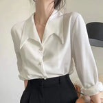 Load image into Gallery viewer, Fashion Turn Down Collar Chiffon White Women Shirt Spring Professional Commuting Formal Tops Elegant Solid Color Blouse  Amaijoin
