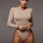 Load image into Gallery viewer, O Neck Long Sleeve Solid White Sexy Bodysuit Women Black Autumn Winter Body Top Gray Casual Lady Streetwear Bodysuits  Amaijoin
