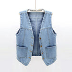 Load image into Gallery viewer, Woman Jacket Vest Spring Summer Denim Vest Women&#39;s Short Loose Sleeveless Coat Vest Chaleco Mujer  Amaijoin
