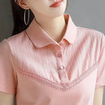 Load image into Gallery viewer, Women&#39;s Polo Shirts Button Plain Baggy T-shirts Pink Y2k Fashion Casual Tops on Female Tee Offer Youthful Clothes Korean Popular  Amaijoin
