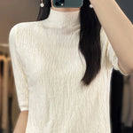 Load image into Gallery viewer, Spring and Summer2023 New Women&#39;s Half-high collar Short-Sleeved Exquisite Cashmere Sweater Pullover  Amaijoin
