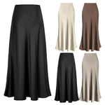 Load image into Gallery viewer, A-line Skirt Women High Waist Skirt Elegant Faux Silk Satin Skirts for Women High Waist Fishtail A-line Styles Solid Colors  Amaijoin
