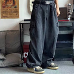 Carregue a imagem no visualizador da Galeria, HOUZHOU Baggy Jeans Trousers Male Denim Pants Black Wide Leg Pants Men&#39;s Jeans Oversize Cargo Korean Streetwear Hip Hop Harajuku  Amaijoin
