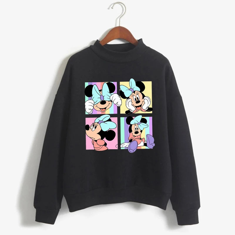 Fashion Hoodies Turtleneck Minnie Kawaii Cartoon  Anime Sweatshirt Disney Mickey Mouse Hoodie Clothes Girl Boy Top Sweatshirts  Amaijoin