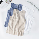 Load image into Gallery viewer, L886 High Quality 100% Linen Vest Men Summer Fashion Solid Color O-neck Sleeveless Waistcoat Simple Casual Loose Daily Tank Tops  Amaijoin
